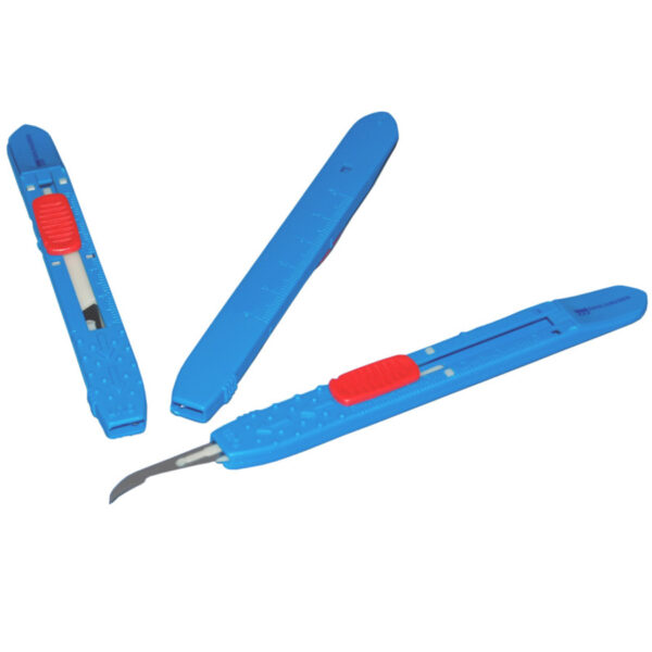 Suture removal knife with safety handle